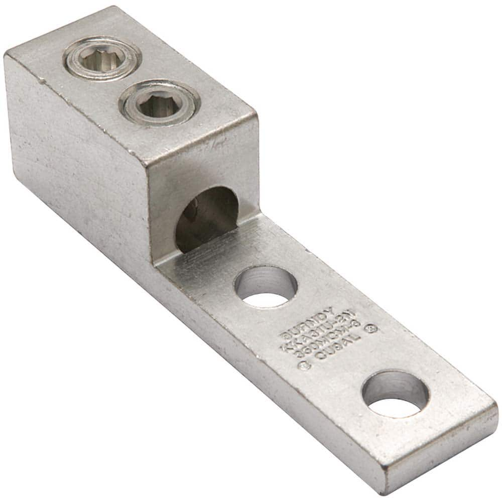 Burndy - Ring Terminals; Terminal Type: Rectangle ; Insulation Type: NonInsulated ; Connection Type: Lug ; Compatible Wire Size (AWG): 6 (Strand) ; Compatible Wire Size (kcmil): 350 ; Stud Size (Inch): 1/2 - Exact Industrial Supply