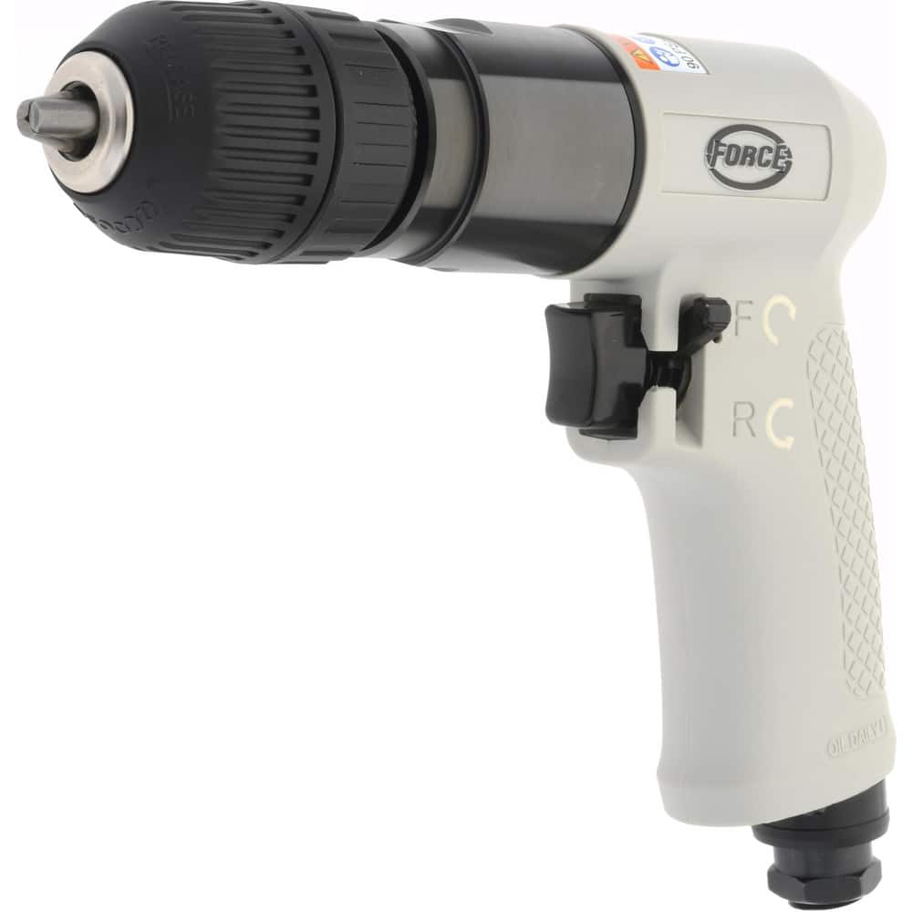 Air Drill: 3/8″ Keyless Chuck, Reversible Pistol Grip, 1,800 RPM, 0.47 hp