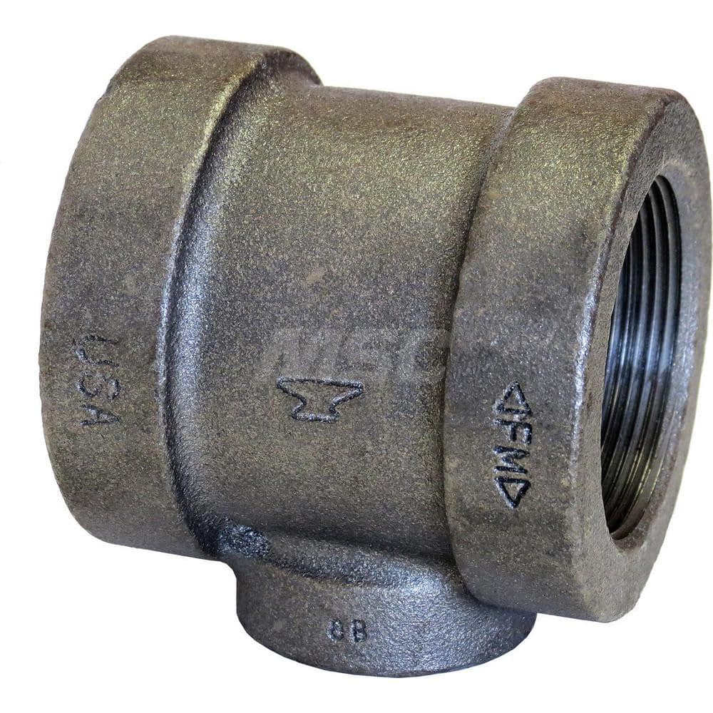 Black Tee: 3 x 3 x 2″, 125 psi, Threaded Cast Iron, Black Finish, Class 125