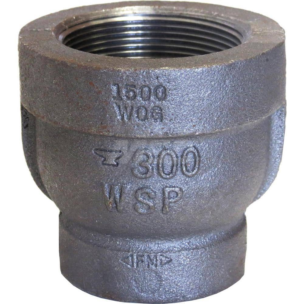 Black Reducing Coupling: 1 x 1/4″, 300 psi, Threaded Malleable Iron, Black Finish, Class 300