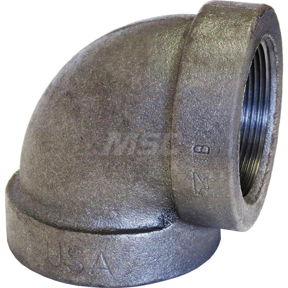 Black 90 ° Elbow: 4″, 125 psi, Threaded Cast Iron, Black Finish, Class 125