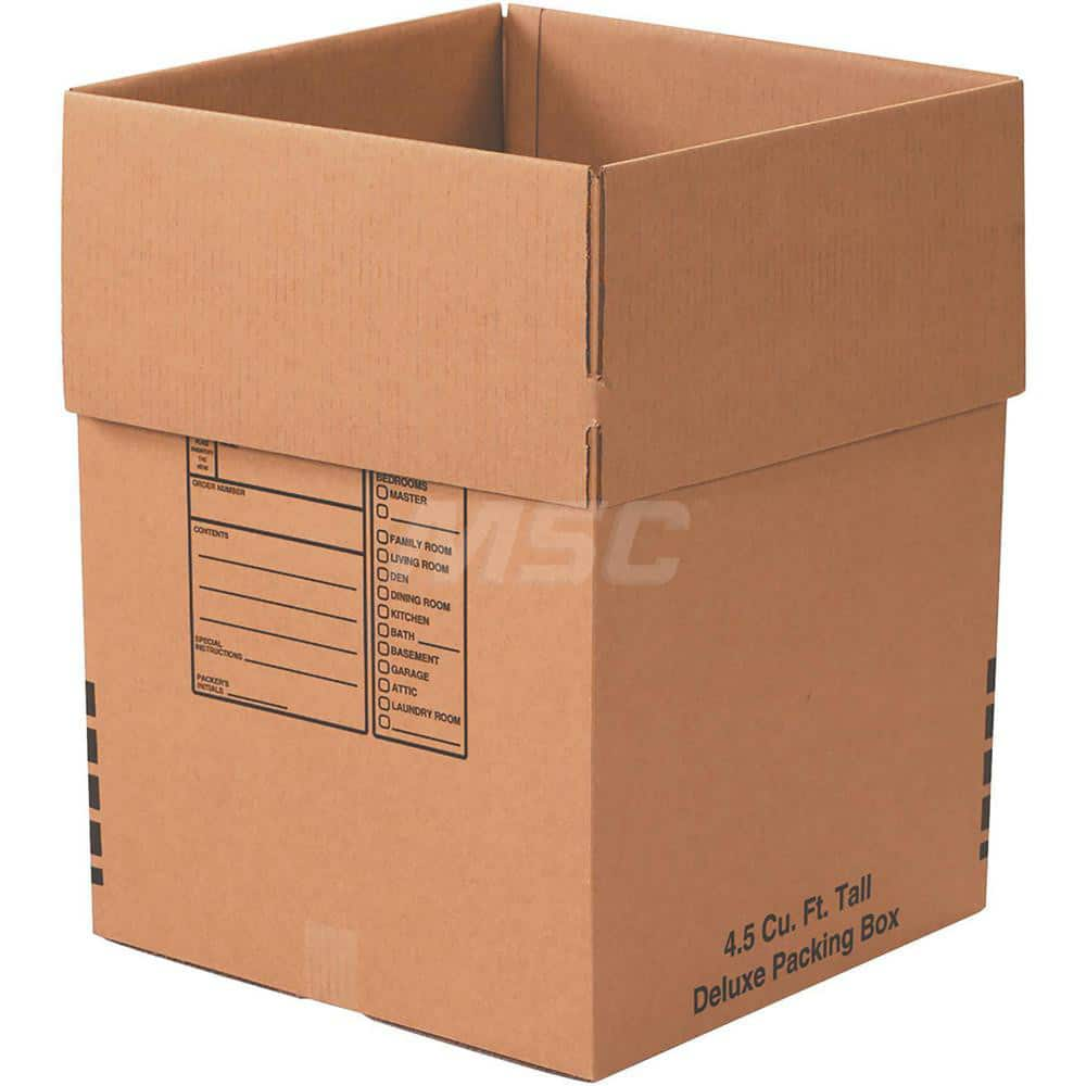 Corrugated Shipping Box: 18″ Long, 18″ Wide, 24″ High 1 Wall, Kraft, 65 lb Capacity