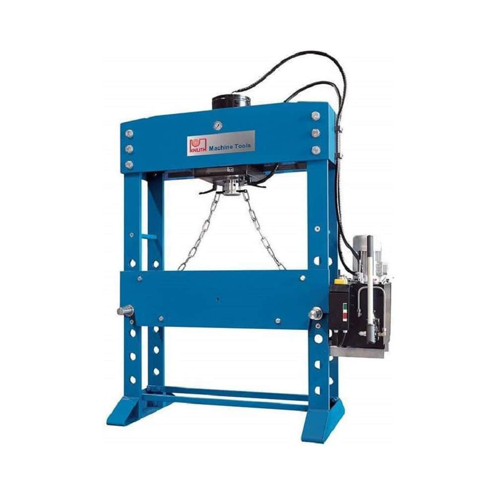 Shop Presses; Power Type: Hydraulic; Frame Type: H-Frame Movable Table; Pressure: 110; Stroke: 15.0000; Minimum Ram To Table: 6.85 in; Ram Return Operation: Release Valve; Ram Speed: 0.3 in/sec; Voltage: 220.00; Cylinder Type: Double Acting; Hydraulic Oil