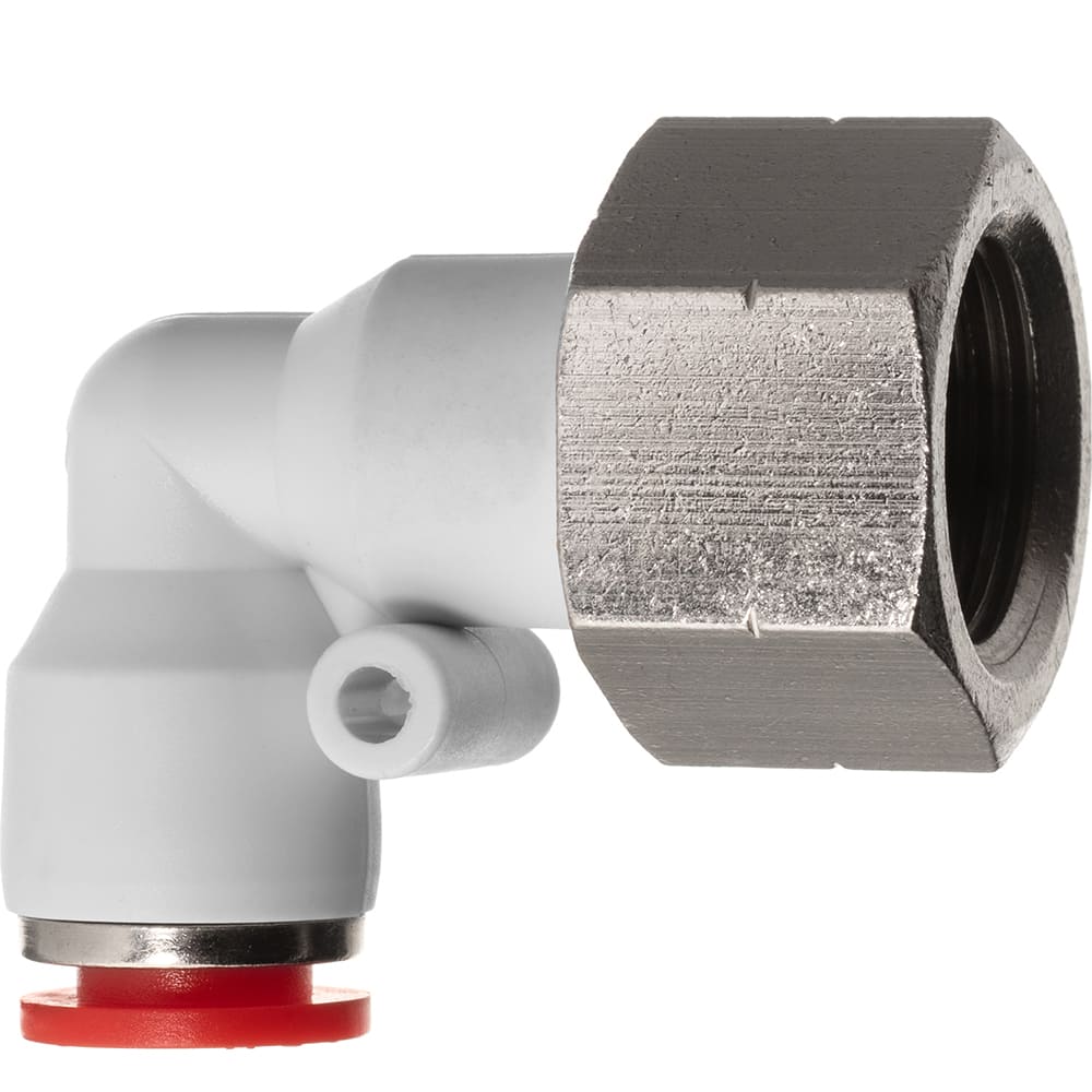 Push-To-Connect Tube Fitting: Female Elbow, 1/8″ OD Polybutylene, 350 psi