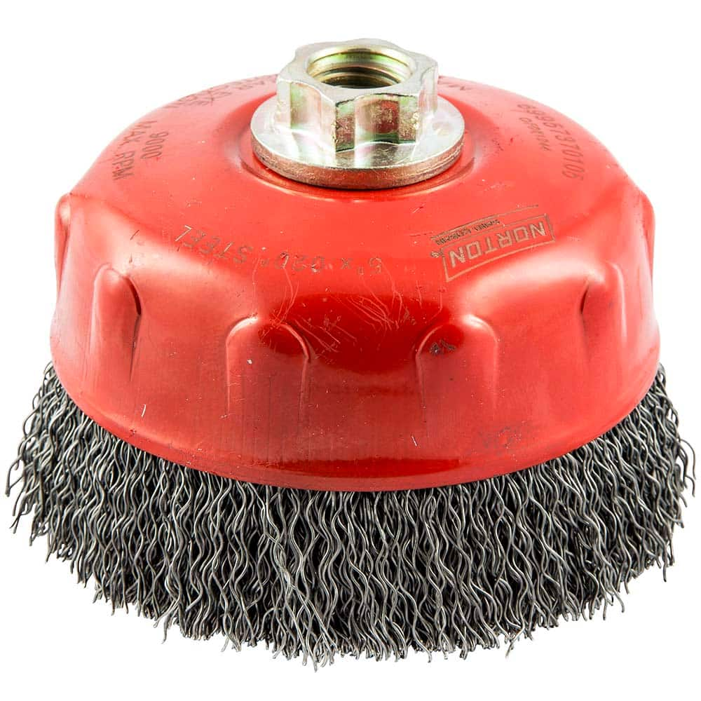 Norton - 5" Diam 5/8-11 Threaded Arbor Carbon Steel Fill Cup Brush - Strong Tooling