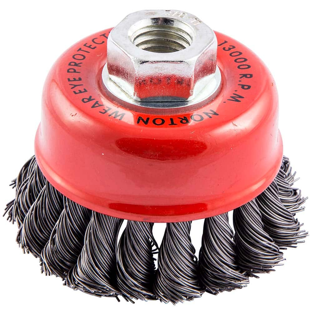 Norton - 3-1/2" Diam 5/8-11 Threaded Arbor Carbon Steel Fill Cup Brush - Strong Tooling