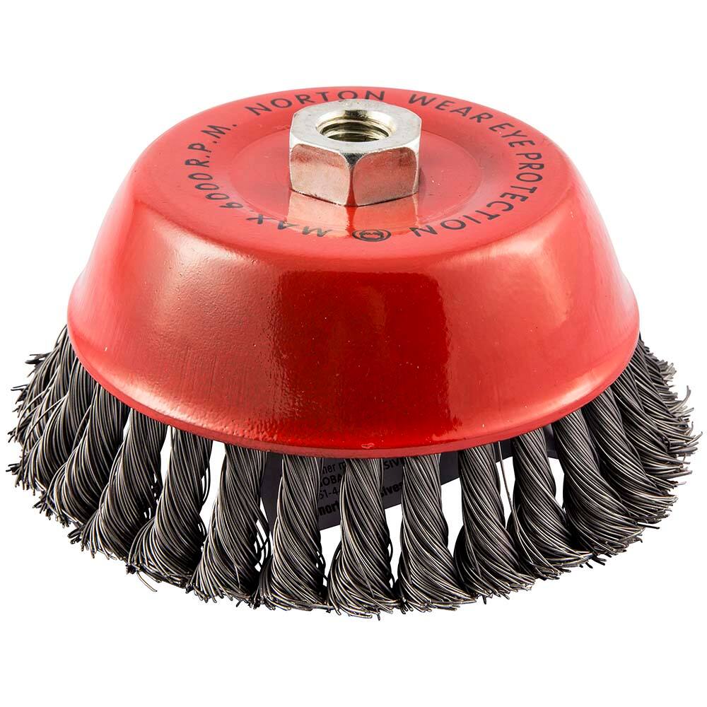 Norton - 6" Diam 5/8-11 Threaded Arbor Carbon Steel Fill Cup Brush - Strong Tooling