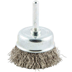 Norton - 2" Diam 1/4" Shank Stainless Steel Fill Cup Brush - Strong Tooling