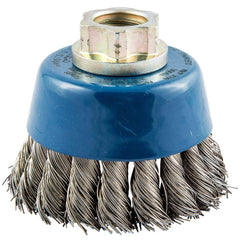 Norton - 2-3/4" Diam 5/8-11 Threaded Arbor Stainless Steel Fill Cup Brush - Strong Tooling