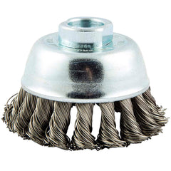 Norton - 3" Diam 5/8-11 Threaded Arbor Stainless Steel Fill Cup Brush - Strong Tooling