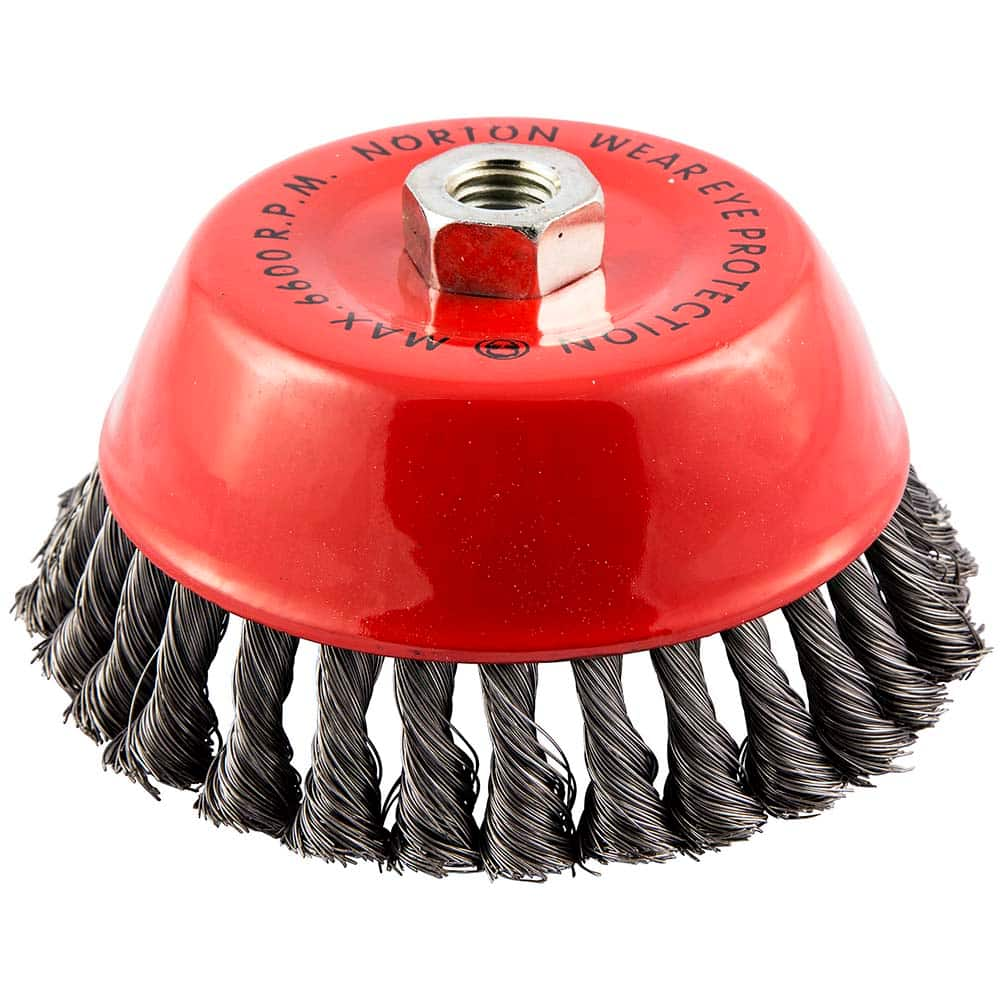 Norton - 6" Diam 5/8-11 Threaded Arbor Carbon Steel Fill Cup Brush - Strong Tooling