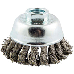 Norton - 2-3/4" Diam 5/8-11 Threaded Arbor Stainless Steel Fill Cup Brush - Strong Tooling