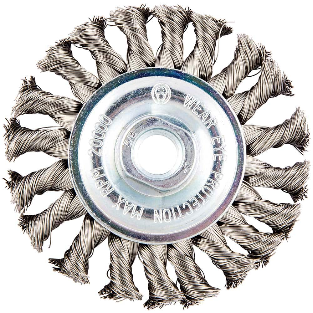 Norton - 4" OD, 5/8-11 Arbor Hole, Knotted Stainless Steel Wheel Brush - Strong Tooling