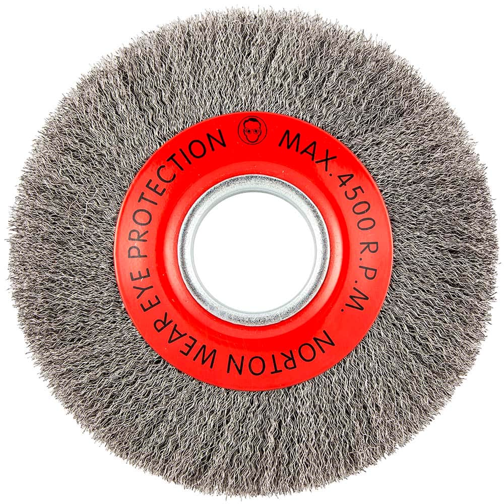 Norton - 8" OD, 2" Arbor Hole, Crimped Carbon Wheel Brush - Strong Tooling