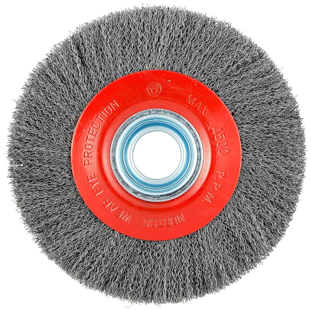 Norton - 8" OD, 1-1/4" Arbor Hole, Crimped Carbon Wheel Brush - Strong Tooling