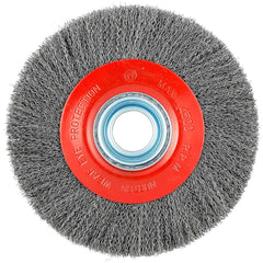 Norton - 8" OD, 1-1/4" Arbor Hole, Crimped Carbon Wheel Brush - Strong Tooling