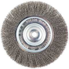 Norton - 8" OD, 5/8" Arbor Hole, Crimped Carbon Wheel Brush - Strong Tooling