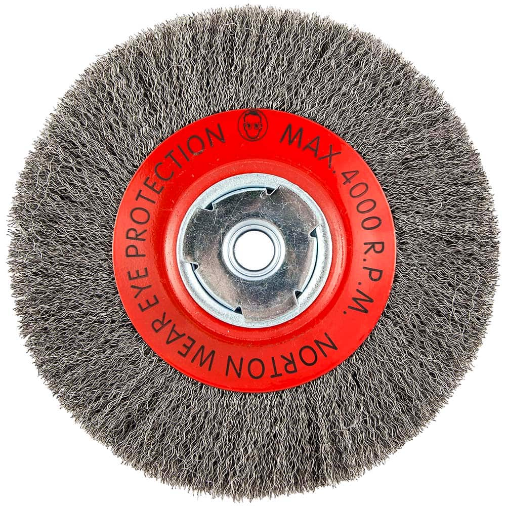 Norton - 8" OD, 5/8" Arbor Hole, Crimped Carbon Wheel Brush - Strong Tooling