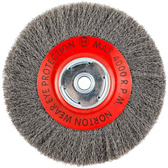 Norton - 8" OD, 5/8" Arbor Hole, Crimped Carbon Wheel Brush - Strong Tooling