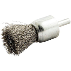 End Brushes: 1″ Dia, Carbon Steel, Crimped Wire 22,000 Max RPM