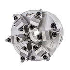 6-Jaw SET-TRU Forged Steel Body Scroll Chuck with Two-Piece Hard Reversible Jaws, Flat Back,12" - Strong Tooling