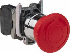 Schneider Electric - 22mm Mount Hole, Extended Mushroom Head, Pushbutton Switch Only - Round, Red Pushbutton, Illuminated, Maintained (MA), Shock and Vibration Resistant - Strong Tooling