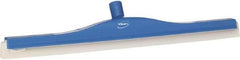 Vikan - 24" Foam Rubber Blade Floor Squeegee - Double Edge, Blue, Plastic Holder - Strong Tooling