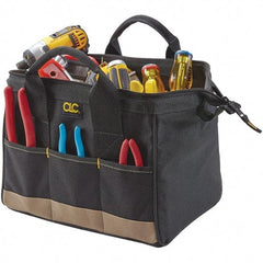 CLC - 14 Pocket Black & Khaki Polyester Tool Bag - 14" Wide x 8-1/2" Deep x 8" High - Strong Tooling