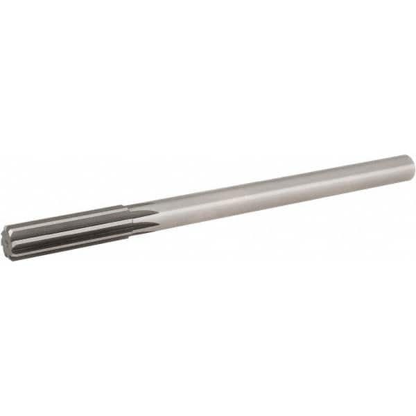 Hertel - 1/2" High Speed Steel 6 Flute Chucking Reamer - Straight Flute, 0.4355" Straight Shank, 2" Flute Length, 8" OAL - Strong Tooling