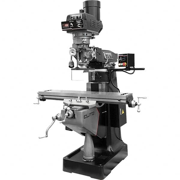 Jet - 9" Table Width x 49" Table Length, Electronic Variable Speed Control, 3 Phase Knee Milling Machine - R8 Spindle Taper, 3 hp - Strong Tooling