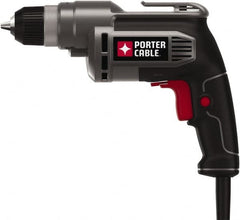 Porter-Cable - 3/8" Keyless Chuck, 2,500 RPM, Pistol Grip Handle Electric Drill - 6.5 Amps, 120 Volts, Reversible, Includes 3/8" Drill - Strong Tooling