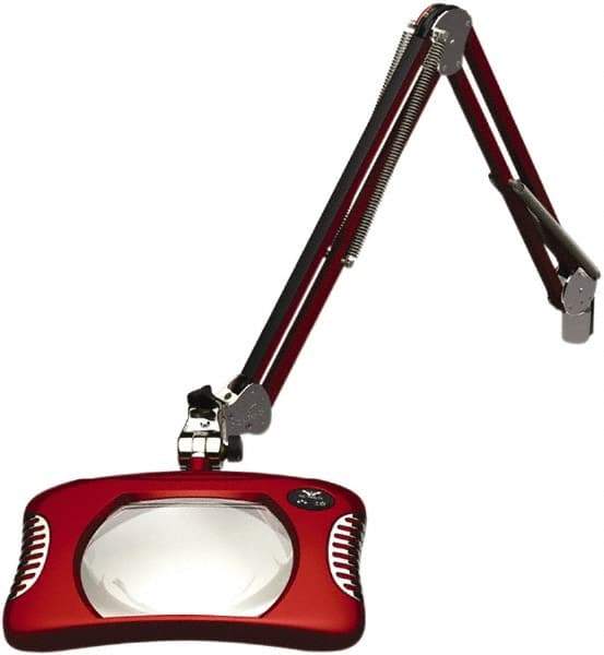 O.C. White - 43 Inch, Spring Suspension, Clamp on, LED, Blaze Red, Magnifying Task Light - 8 Watt, 7.5 and 15 Volt, 2x Magnification, 5-1/4 Inch Wide, 7 Inch Long - Strong Tooling