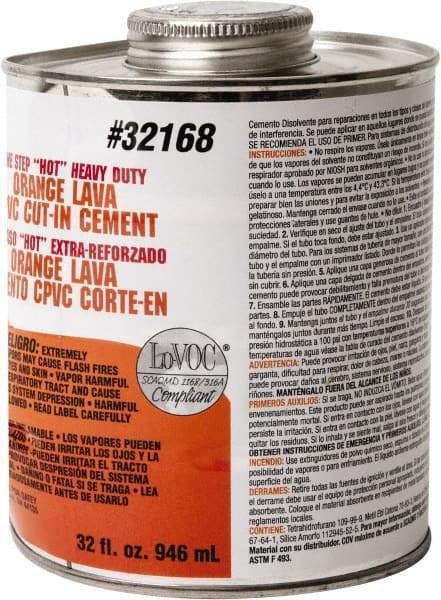 Oatey - 32 oz All-Purpose Medium Bodied Cement - Orange, Use with PVC & CPVC - Strong Tooling