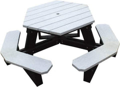 Vestil - 69-1/2" Long x 69-1/2" Wide x 30-1/4" High Stationary Hexagon Picnic Table - Gray, Recycled Plastic - Strong Tooling