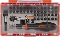 Apex - 45 Piece, 1/4" Drive Screwdriver Mini-Ratchet Bit Kit - PH1, PH2, PH3 & PH4 Phillips, 3/32 to 1/4" Hex, 2 to 6mm Hex, T15, T20, T25, T27, T30 & T40 Torx, PZ1 & PZ2 Pozidriv, SQ1, SQ2 & SQ3 Square Recess, #0 to 1/4 Slotted - Strong Tooling