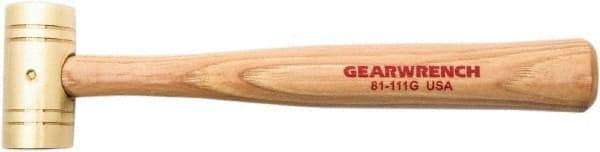 GearWrench - 1 Lb Nonsparking Brass Hammer - 10-1/2" OAL, 1-1/4" Face Diam, Hickory Handle - Strong Tooling