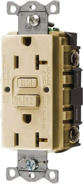 Hubbell Wiring Device-Kellems - 1 Phase, 5-20R NEMA, 125 VAC, 20 Amp, GFCI Receptacle - 2 Pole, Back and Side Wiring, Commercial Grade - Strong Tooling