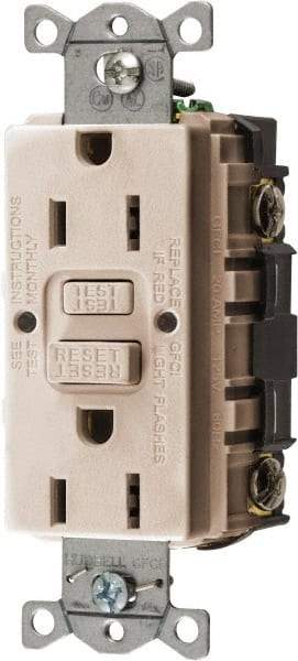 Hubbell Wiring Device-Kellems - 1 Phase, 5-15R NEMA, 125 VAC, 15 Amp, GFCI Receptacle - 2 Pole, Back and Side Wiring, Commercial Grade - Strong Tooling