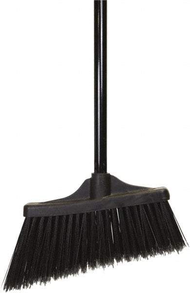 O-Cedar - 10" Wide, Black PET Bristles, 48" Metal Handle, Angled Broom - Flagged - Strong Tooling