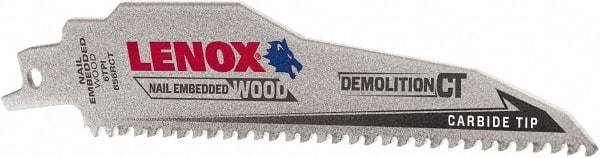 Lenox - 6" Long x 1" Thick, Carbide Reciprocating Saw Blade - Tapered Profile, 6 TPI, Toothed Edge, Tang Shank - Strong Tooling