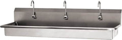 SANI-LAV - 65" Long x 16-1/2" Wide Inside, 1 Compartment, Grade 304 Stainless Steel (3) Person Wash-Station with Manual Faucet - 16 Gauge, 68" Long x 20" Wide x 21-1/2" High Outside, 5-1/2" Deep - Strong Tooling