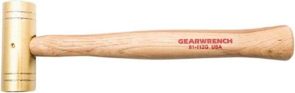 GearWrench - 2 Lb Nonsparking Brass Hammer - 13" OAL, 1-1/2" Face Diam, Hickory Handle - Strong Tooling