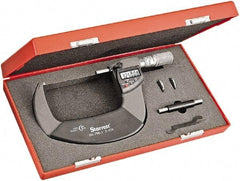 Starrett - 3 to 4" Range, Standard Throat IP67 Electronic Outside Micrometer - Friction Thimble, Carbide Face, CR2032 Battery - Strong Tooling