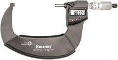 Starrett - Standard Throat IP67 Electronic Outside Micrometer - Ratchet Stop Thimble, Carbide Face, CR2032 Battery - Strong Tooling