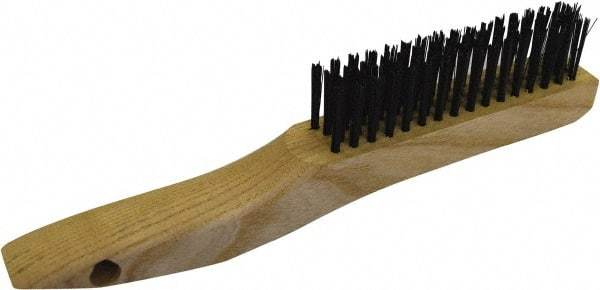 Gordon Brush - 4 Rows x 16 Columns Steel Scratch Brush - 4-3/4" Brush Length, 10" OAL, 1/8 Trim Length, Wood Shoe Handle - Strong Tooling