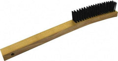 Gordon Brush - 4 Rows x 19 Columns Steel Scratch Brush - 5-3/8" Brush Length, 13-3/4" OAL, 1/8 Trim Length, Wood Curved Handle - Strong Tooling