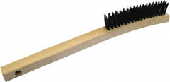 Gordon Brush - 3 Rows x 19 Columns Steel Scratch Brush - 5-3/4" Brush Length, 13-3/4" OAL, 1/8 Trim Length, Wood Curved Handle - Strong Tooling