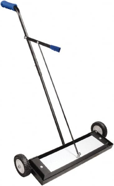 Shields Magnetics - 24" Long Push Magnetic Sweeper with Wheels - 4" Wide x 2" High x 36" Long, 7" Wheel Diam, 2" Clearance - Strong Tooling