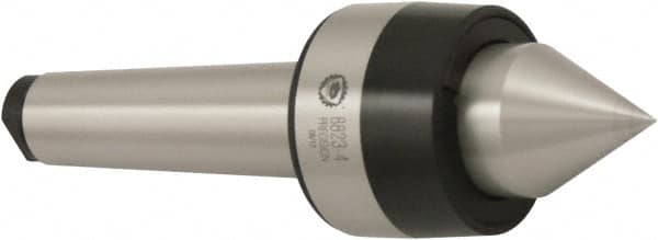 Bison - MT3 Morse Taper Shank, 48mm Head Diam, Live Center - 6,000 Max RPM, 28mm Point Diam, 1.28" Point Len, 440 Lb Max Workpiece, Standard Point - Strong Tooling