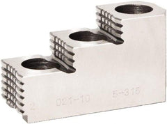 Bison - 8" Max Chuck Diam Compatibility, Steel 1.5mm x 60° Serrated Hard Lathe Top Jaws - 3 Steps - Strong Tooling